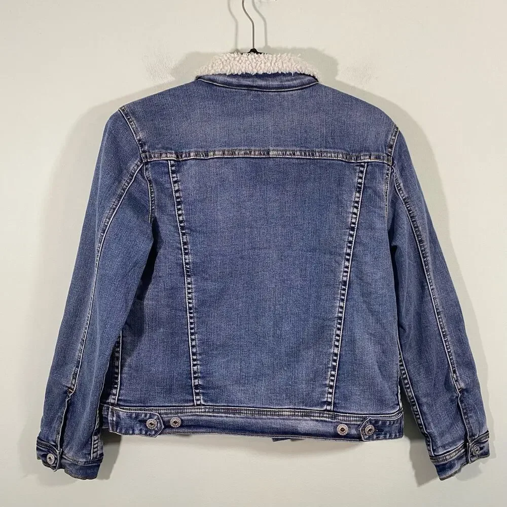 AG Adriano Goldschmied Kids Blue Sherpa Lined Denim Jacket Size M